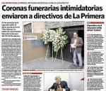  Coronas fúnebres envían a directivos de un diario peruano
